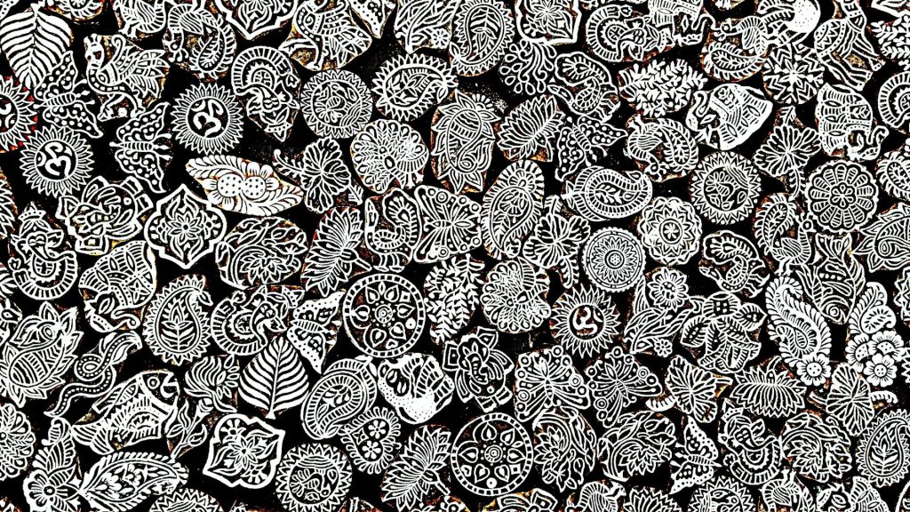 Detailed collection of traditional Indian block print patterns, highlighting cultural artistry.