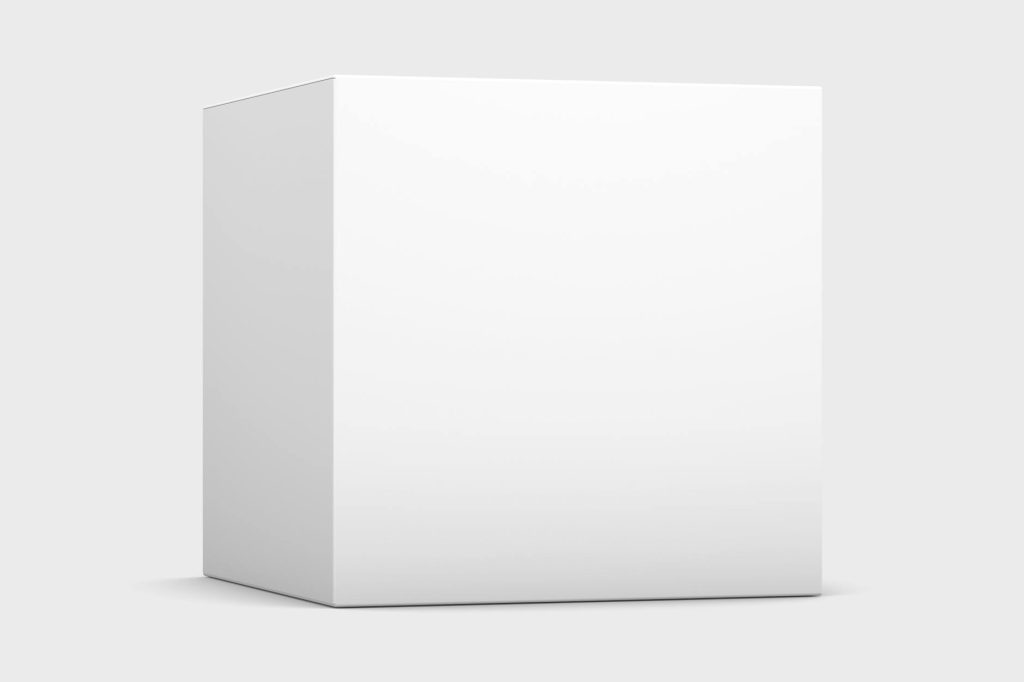 Clean and simple white box on a neutral background, perfect for packaging design mockups.